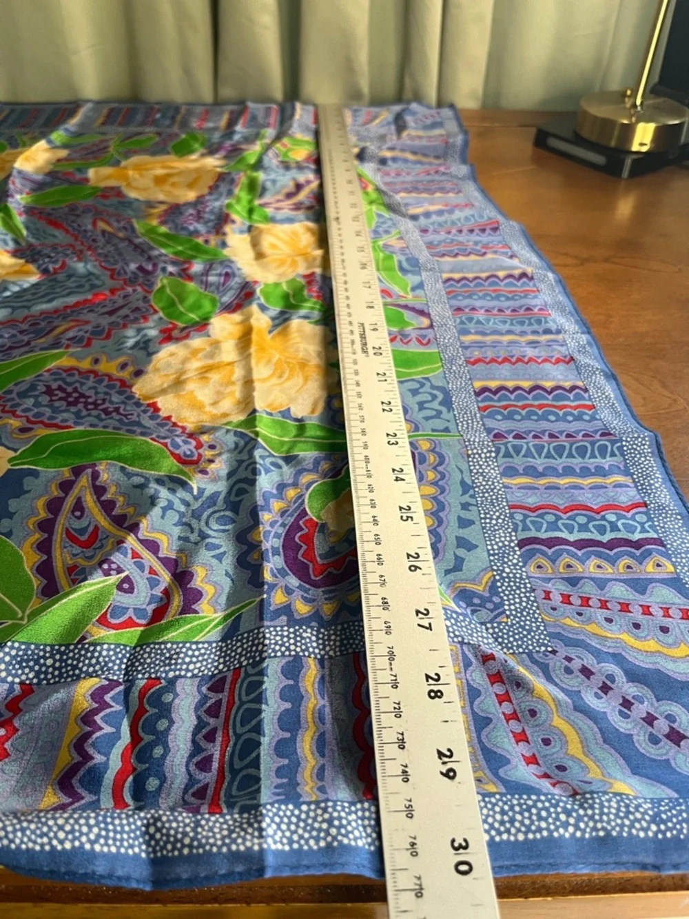 Blue Floral Patterned Women's Square Scarf - Silky